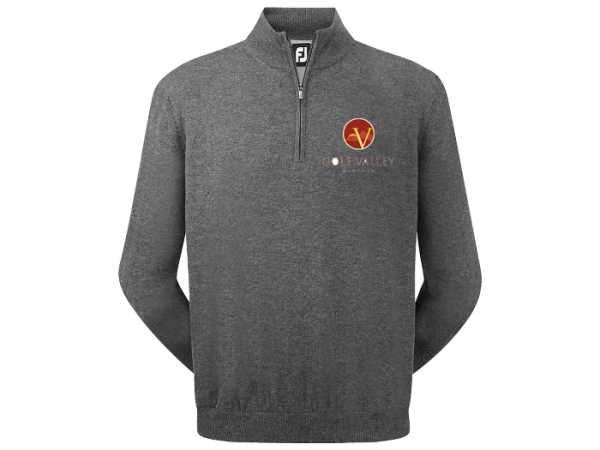 Footjoy Lammwolle gefüttert 1/2-Zip Herren grau mit Valley-Logo