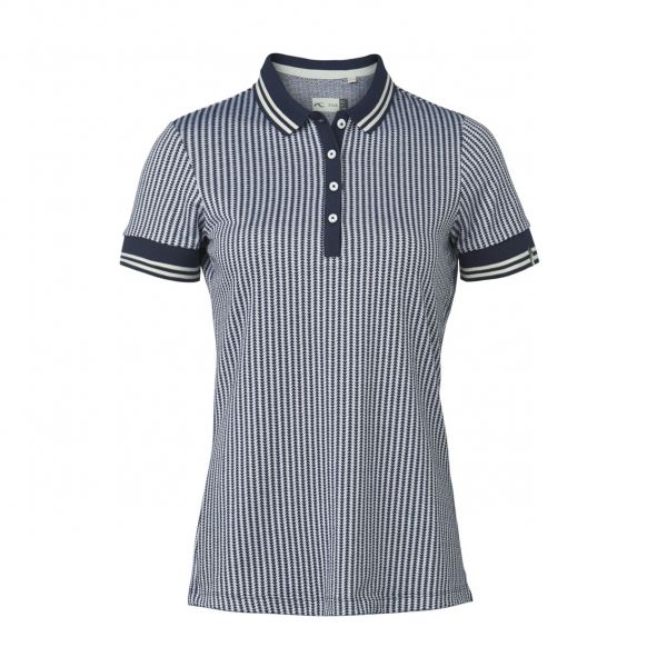 KJUS Ella Structure S/S Polo Damen blau/weiß