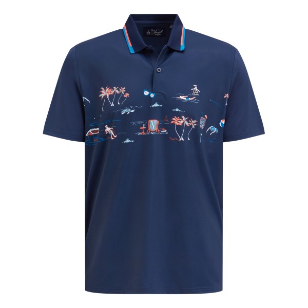 Penguin Resort Print Polo Herren navy
