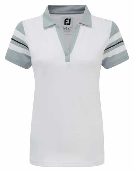 Footjoy Baby Pique Sleeve Stripe Polo Damen weiß/grau/navy