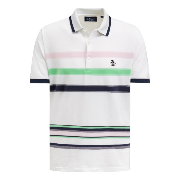 Penguin 19th Hole Stripe Polo Herren weiß
