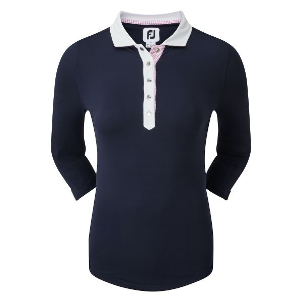 Footjoy Baby Pique 3/4 Sleeve Shirt Polo Damen navy/weiß