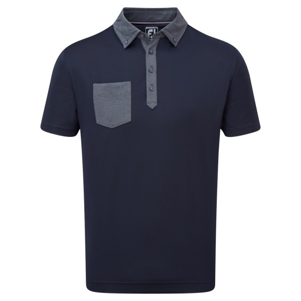 Footjoy Tonal Trim Solid with Pocket Lisle Polo Herren