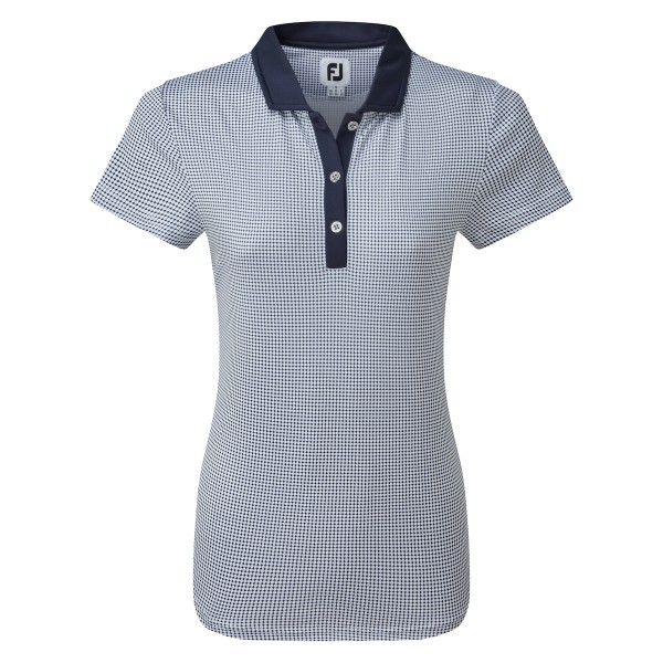 Footjoy Cap Sleeve Micro Interlock Dot Print Polo Damen navy
