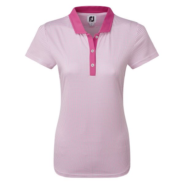 Footjoy Cap Sleeve Micro Interlock Dot Print Polo Damen rosa