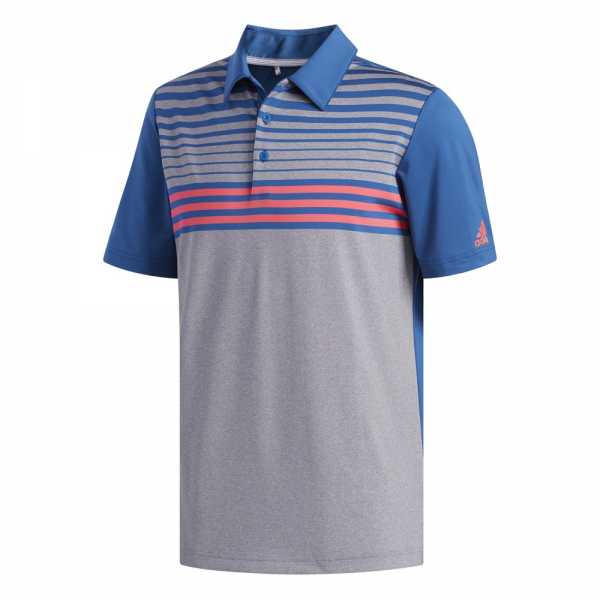 adidas Ultimate365 3 Stripes Heather Polo Herren grau/marine-blau