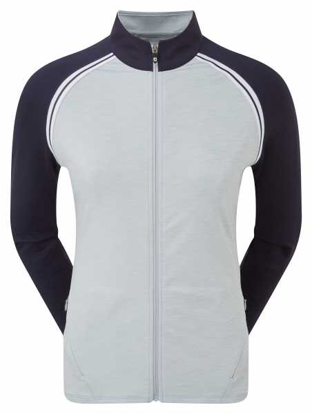Footjoy French terry Full Zip Colour Block Jacke Damen grau/navy/weiß