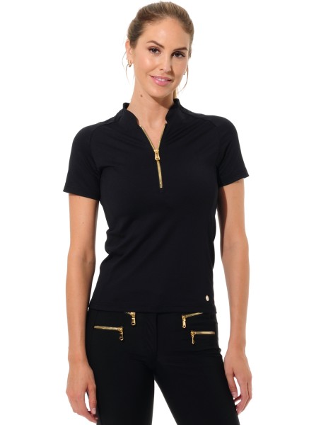 MDC Jersey Shiny Gold Zip Polo Damen