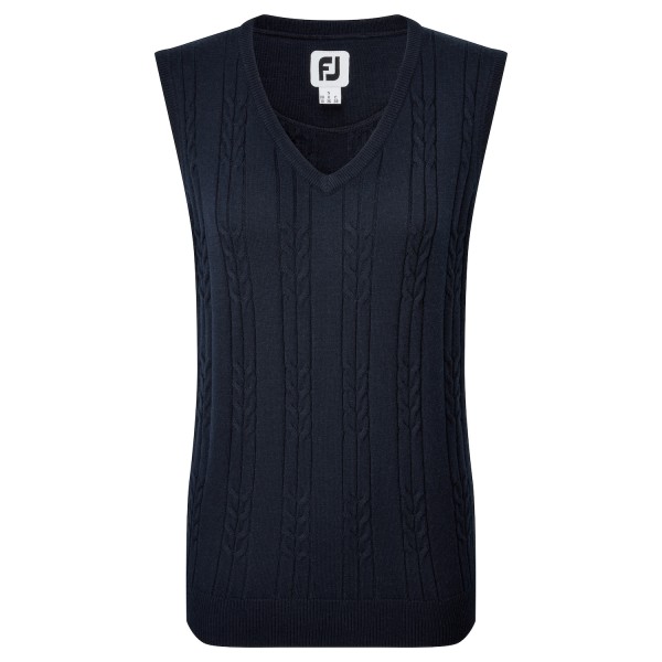 Footjoy Wool Blend CableKnit V Neck Pullunder navy