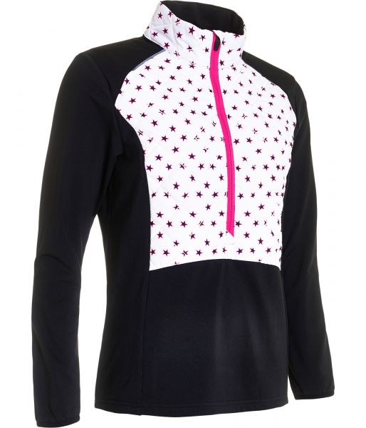Abacus Troon Hybrid 1/2-Zip Pullover Damen schwarz/weiß