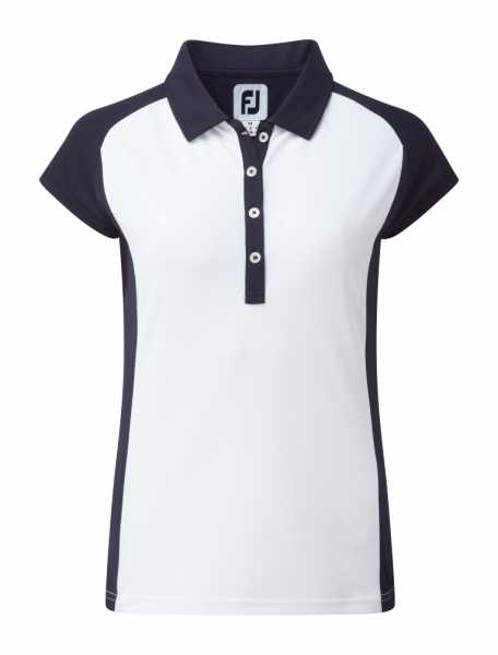 Footjoy Smooth Pique Polo Raglan Damen weiß/blau