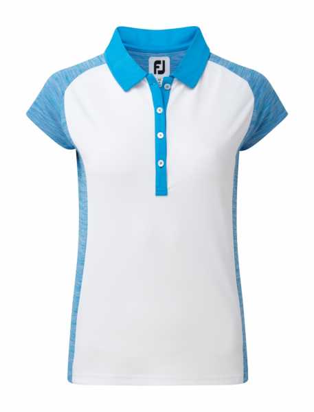 Footjoy Smooth Pique Polo Raglan Damen weiß/stahlblau