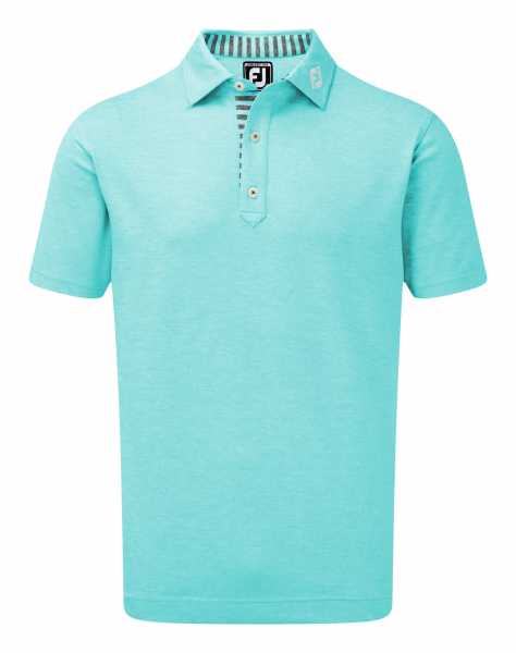 Footjoy Stretch Heather Pique with Stripe Trim Polo Herren blau