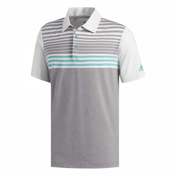Adidas Ultimate365 3 Stripes Heather Polo Herren grautürkis Adidas Ultimate365 3 Stripes Heather Polo Herren grautürkis
