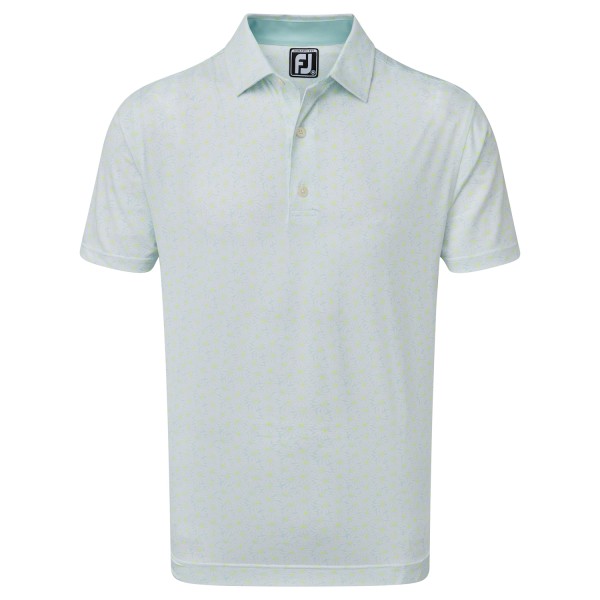 Footjoy Lisle Daisy Print Polo Herren eisblau/weiß