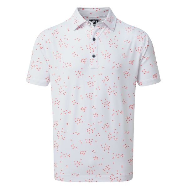Footjoy Lisle Flock of Birds Print Polo Herren weiß/orange