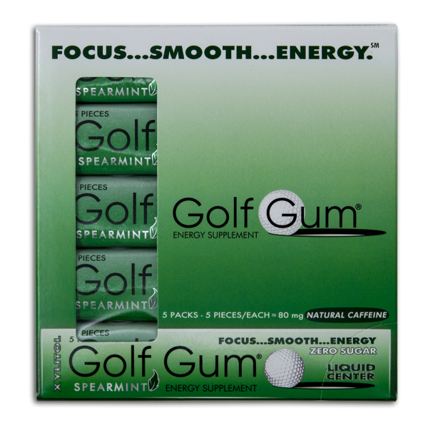 Golf Gum Koffein Kaugummi 5 Pack / 25 Stück