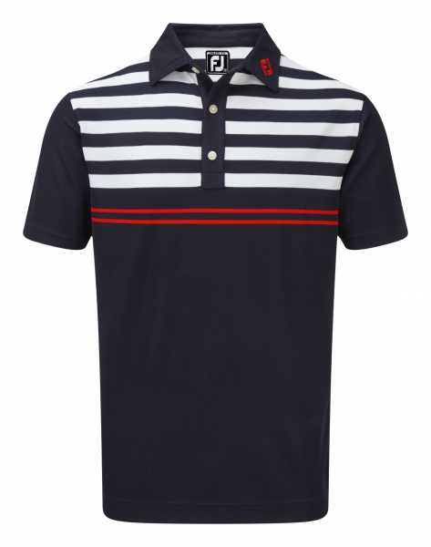 Footjoy Stretch Pique with Graphic Stripes Polo Herren navy/weiß