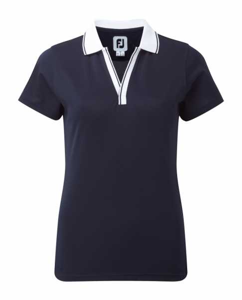 Footjoy Stretch Pique Polo V-Neck Damen blau/weiß