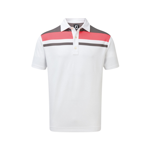 Footjoy Stretch Pique Colour Block Yoke Polo Herren weiß/pink