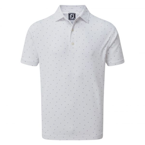 Footjoy Smooth Pique FJ Print Polo Herren weiß