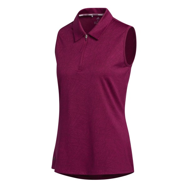 adidas Jaquard sleeveless Polo Damen brombeer