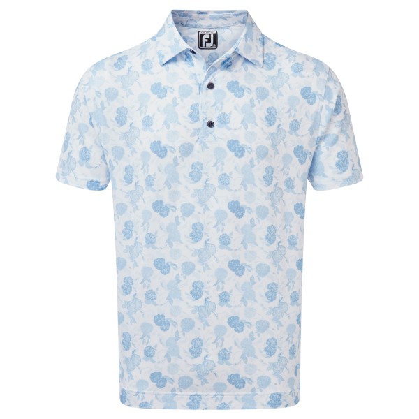 Footjoy Stretch Pique Floral Lisle Polo Herren weiß/hellblau